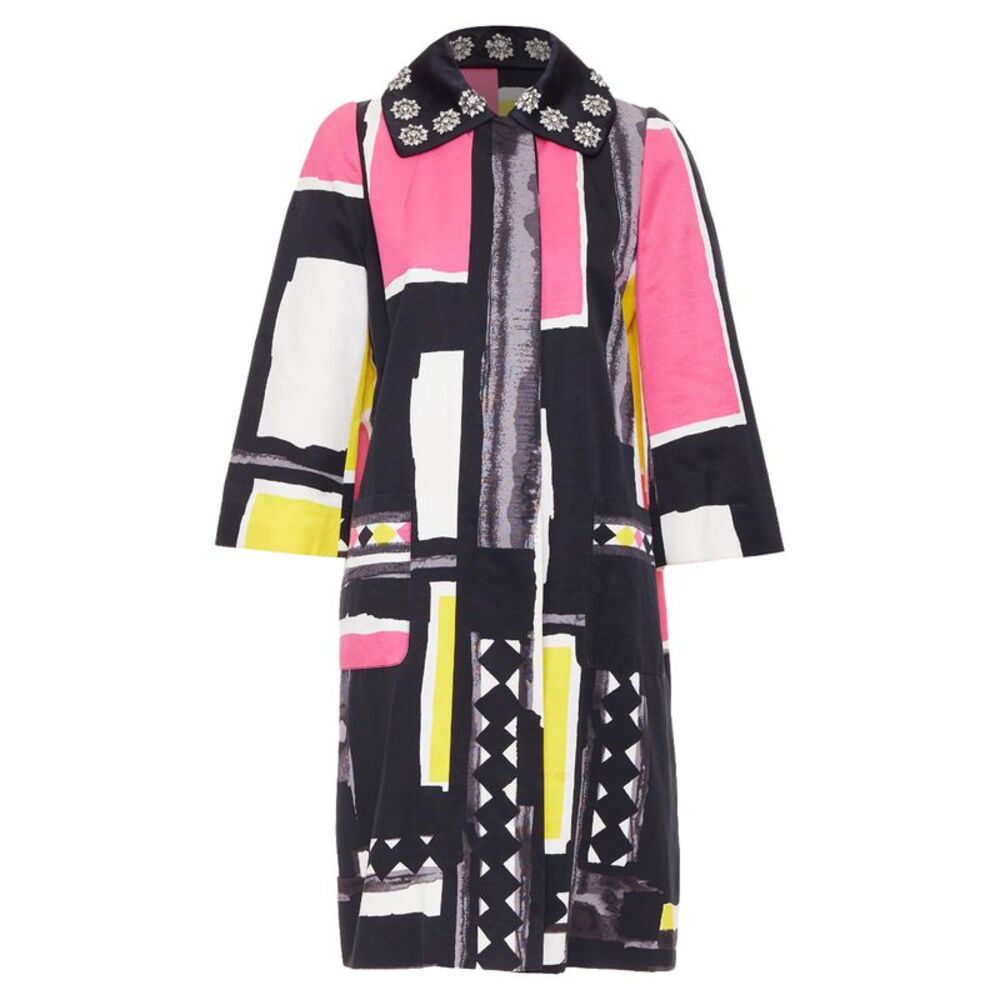 Kenzo Defile abstract geometric crystal collar coat